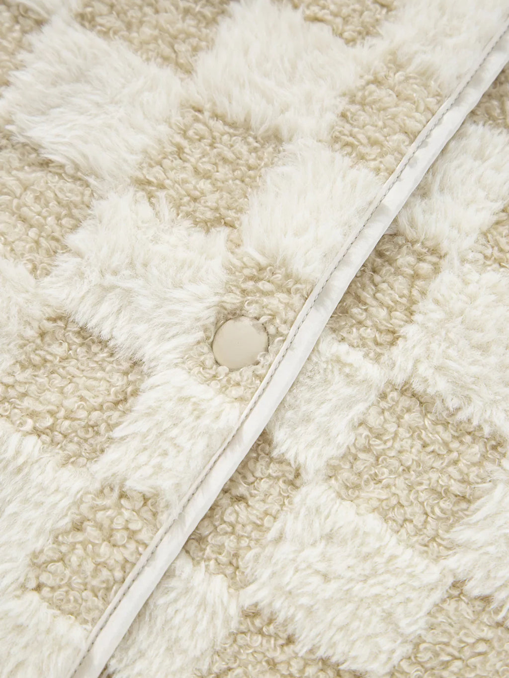 Sherpa Checkerboard Snap Button Vest Coat with Pocket