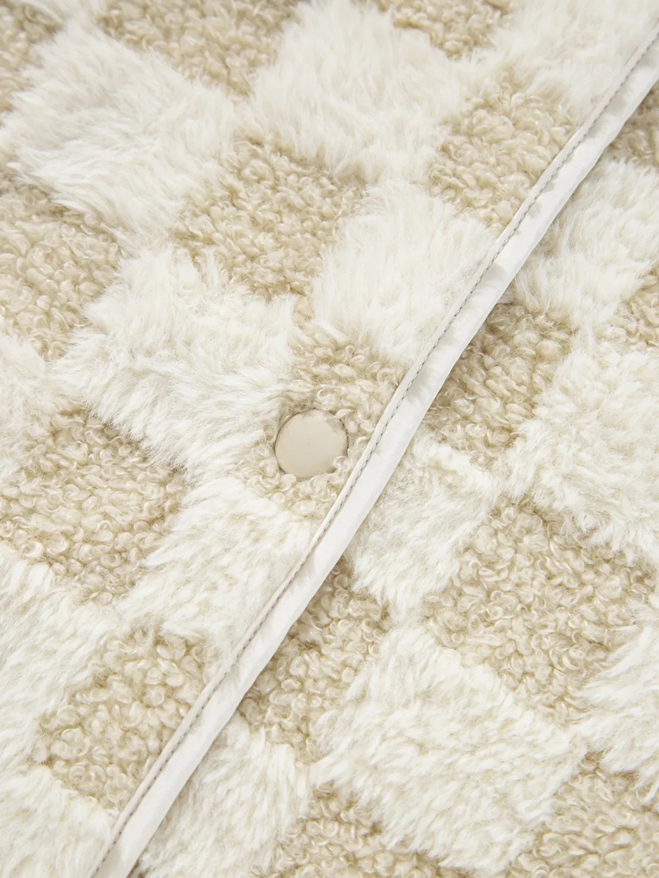 Sherpa Checkerboard Snap Button Vest Coat with Pocket