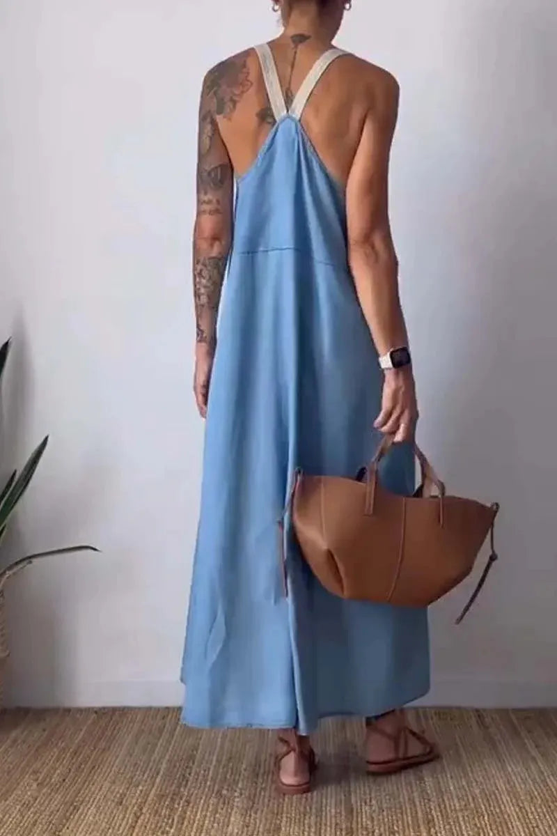 Full Size Ruched Cami Maxi Dress with Pockets Plus Size