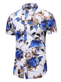 Men's Plus Size Floral Print Short Sleeve Casual Shirt
