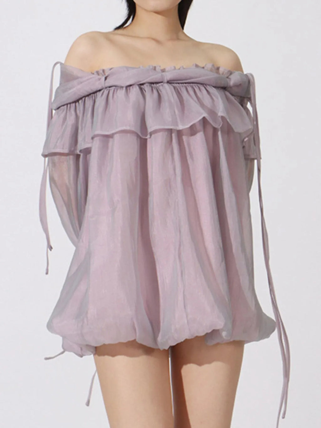 Ruffled Off-Shoulder Flounce Sleeve Blouse