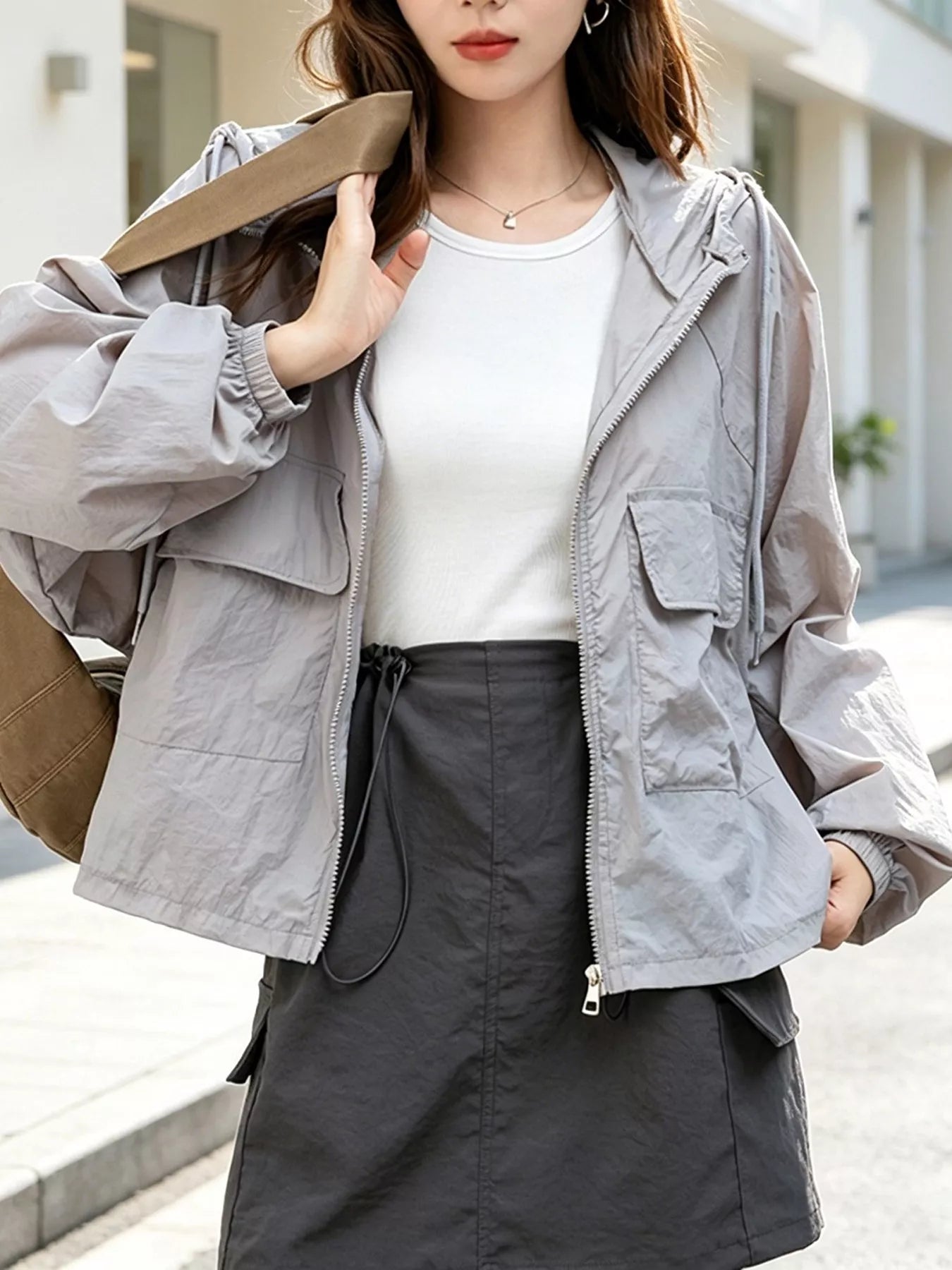 Lightweight Hooded Zip Up Jacket
