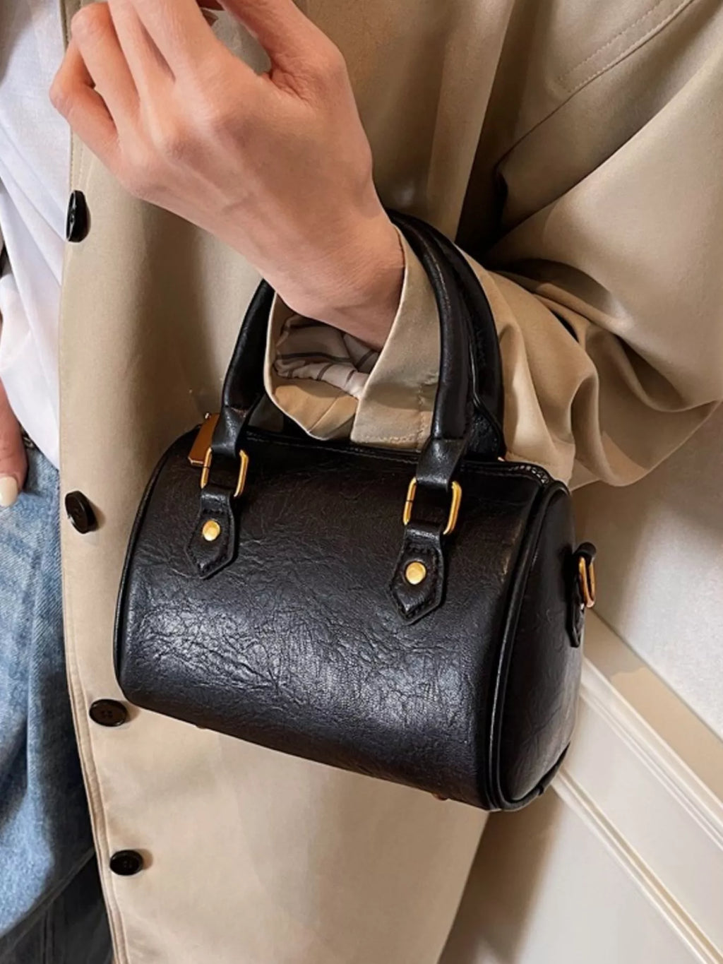 Vintage Style Barrel Crossbody Bag