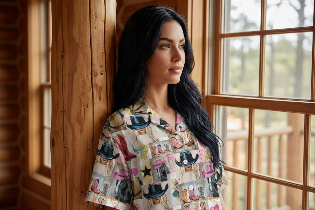 Baha Ranch Painted Cowgirl Pajama Set Made in America