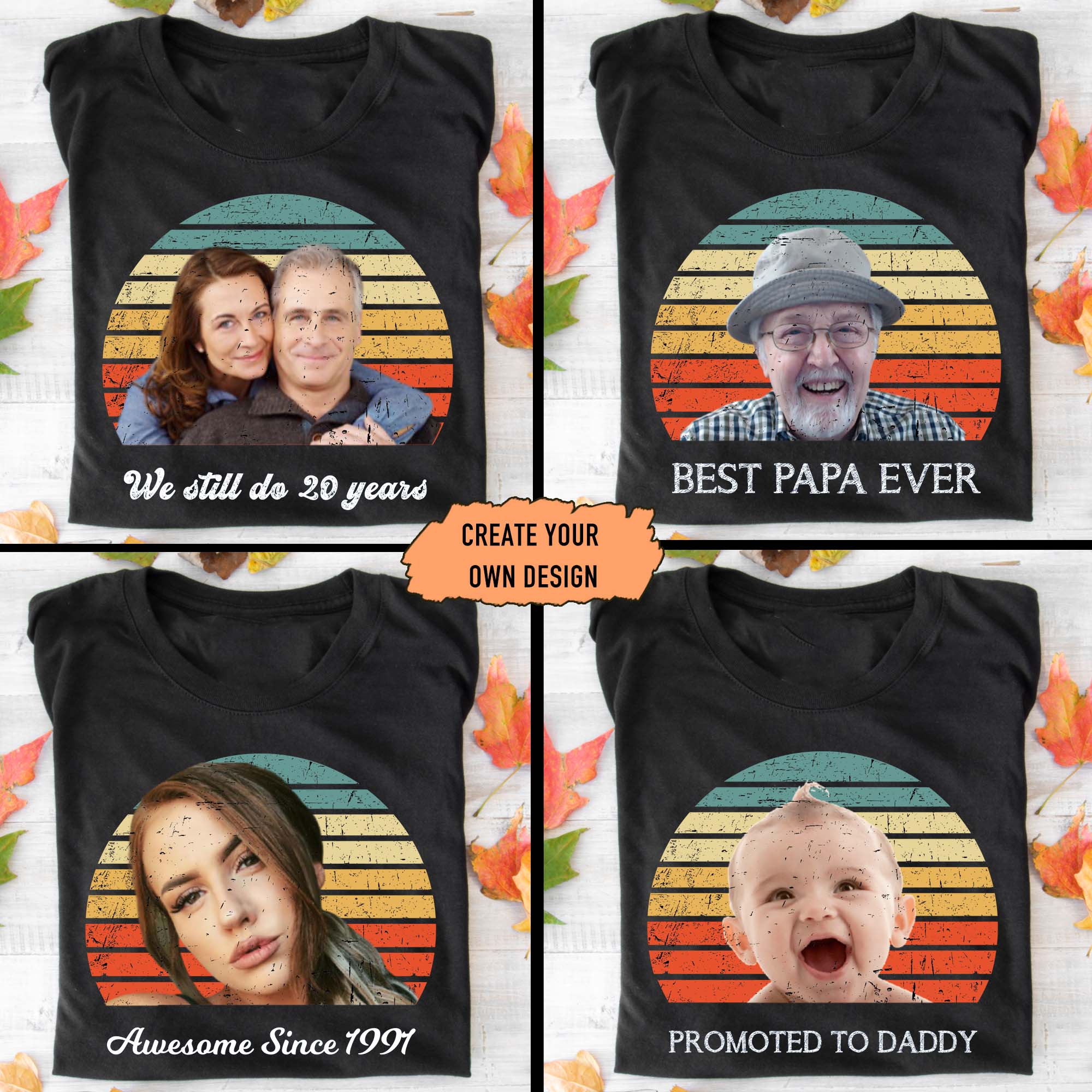 Vintage Retro Photo Shirt Photo Print Family Shirt, Custom Face Photo Shirt