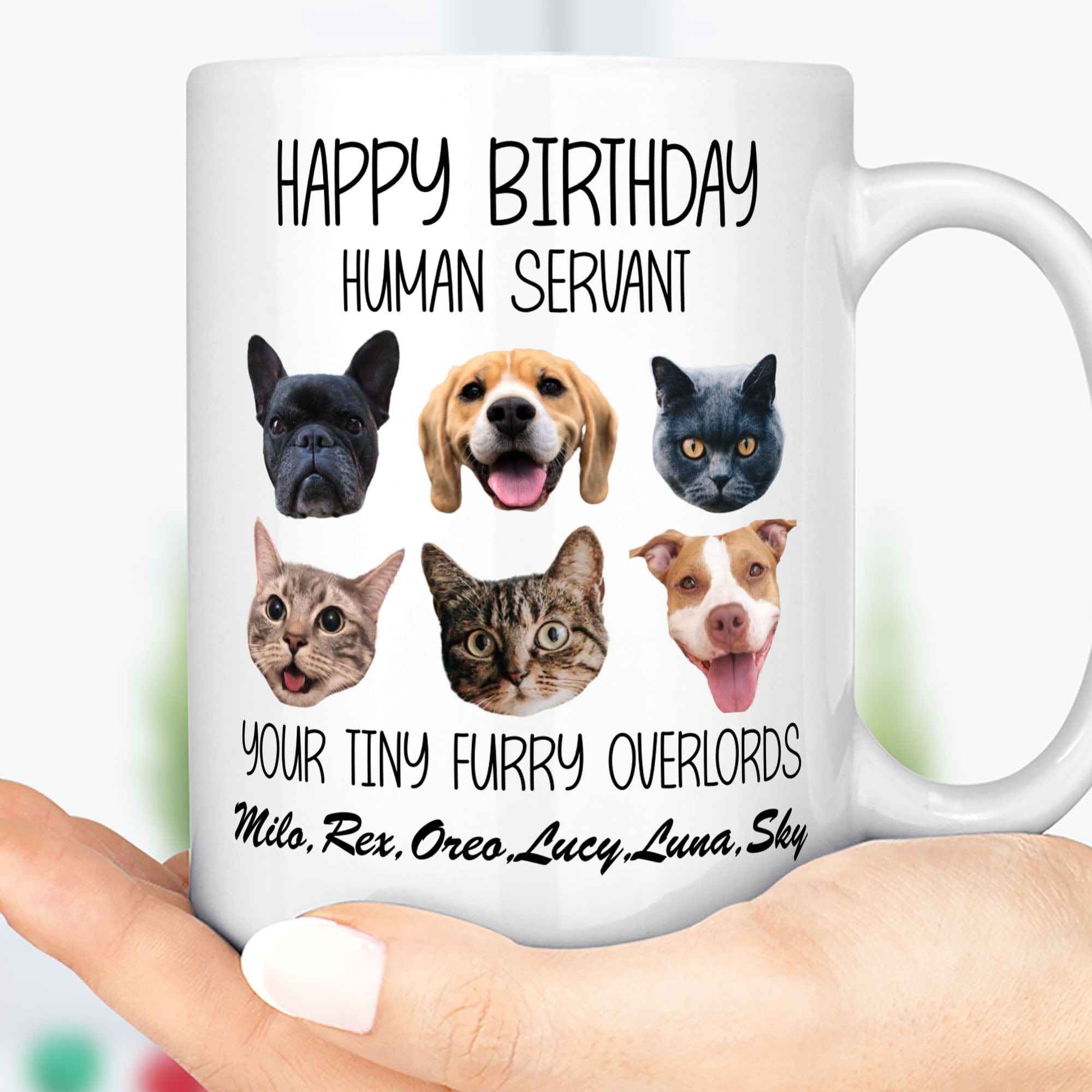 Good Morning Human Servant Personalized Custom Photo Dog Cat Head Mug C572