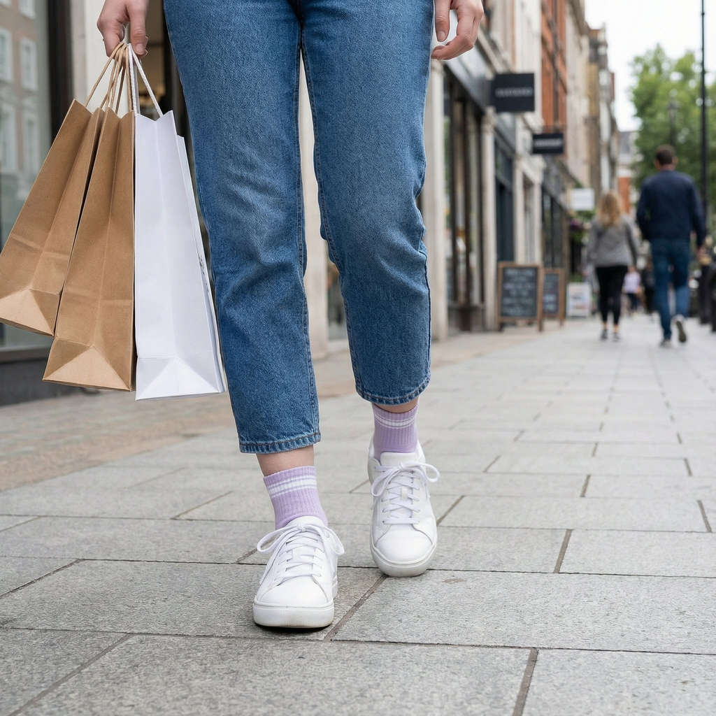 Lilac/White Quarter Crew Women's Socks