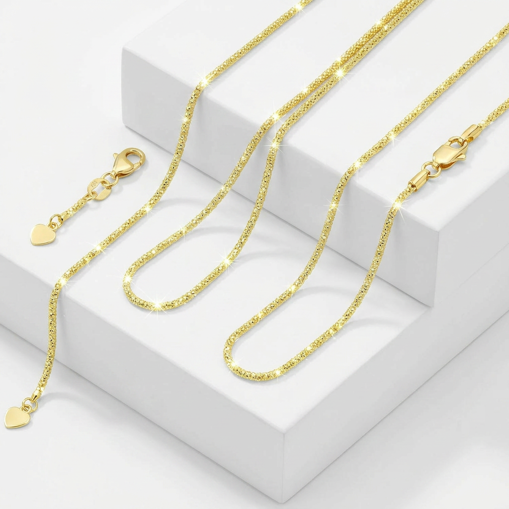 14k Yellow Gold Adjustable Sparkle Chain 1.5mm