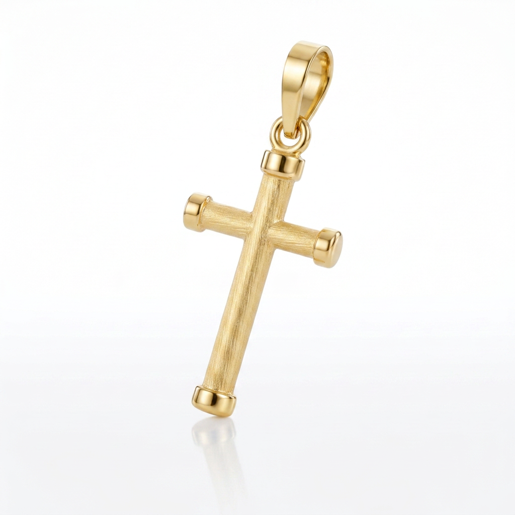 14k Yellow Gold Cross Pendant with Rounded Ends