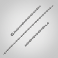 Sterling Silver Anklet with Marquise Leaf Motifs