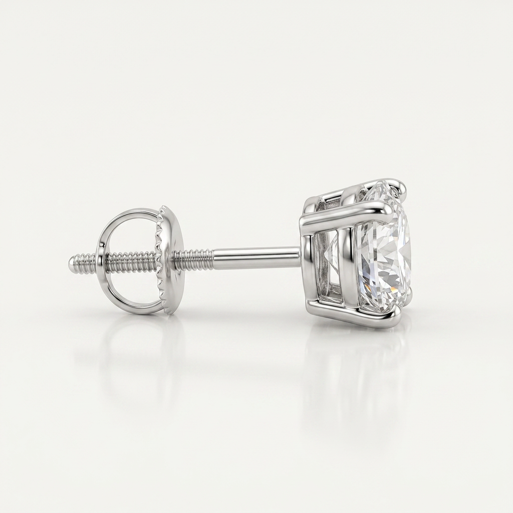 14k White Gold 8.0mm Round CZ Stud Earrings