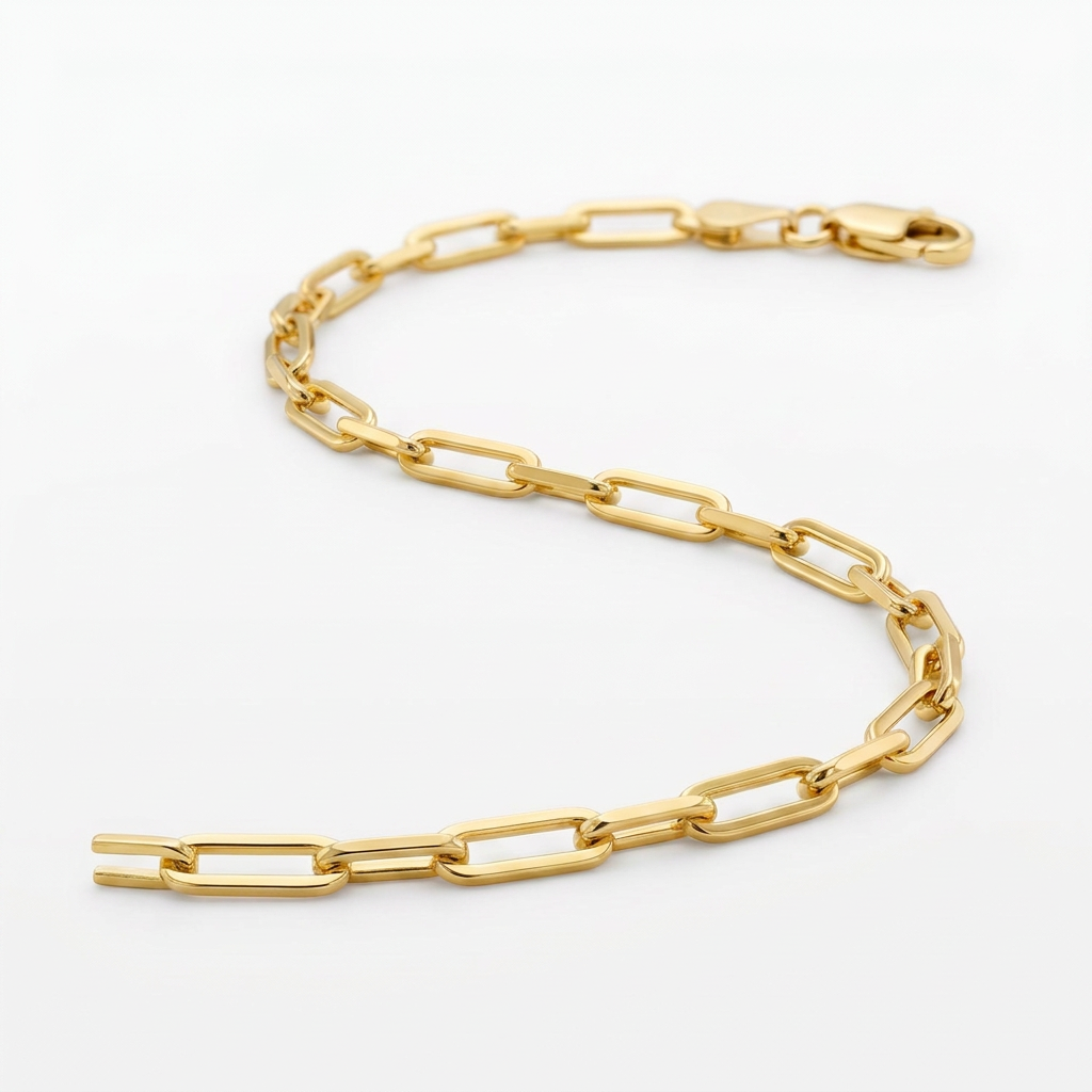 14k Yellow Gold Alternating Paperclip Bracelet (2.8mm)