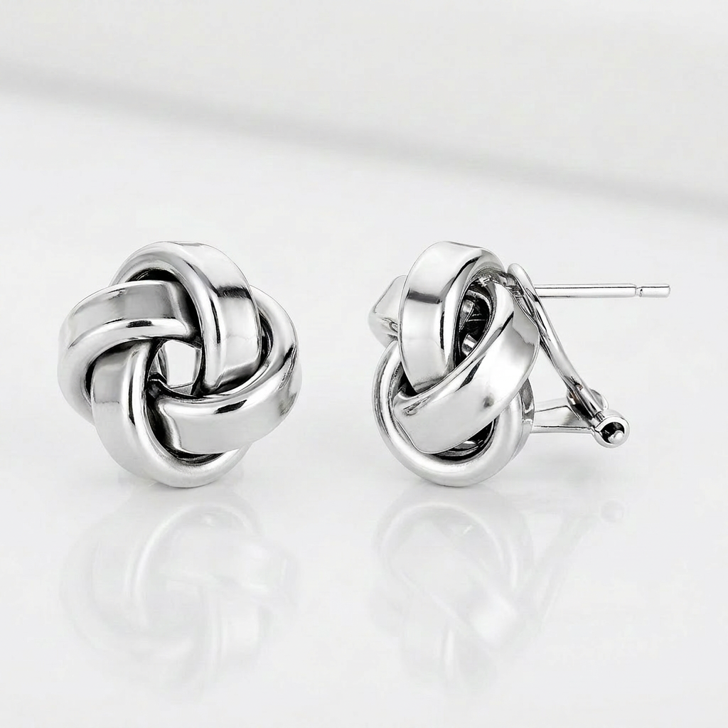 Large Sterling Silver Polished Love Knot Earrings
