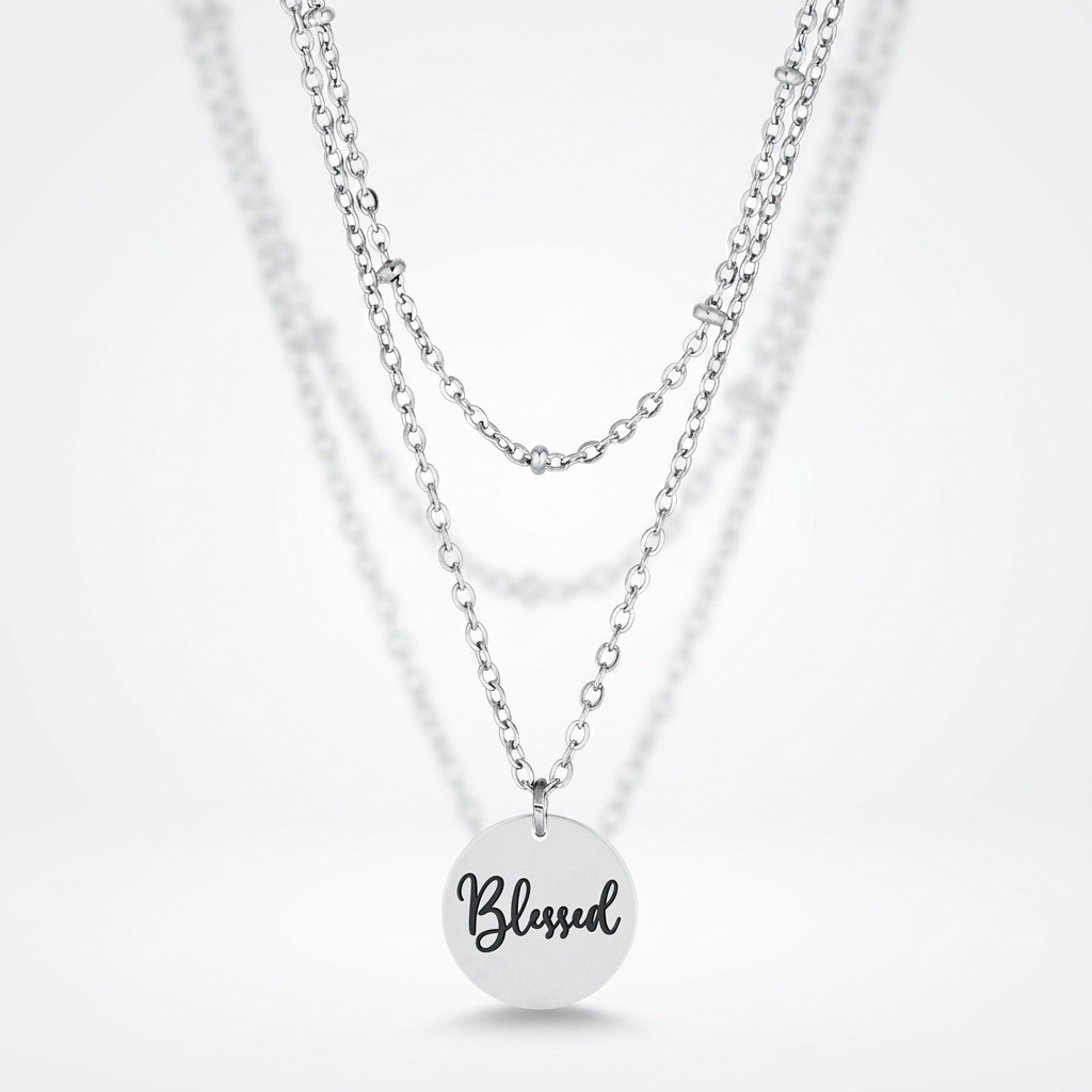 Avera Delicate Silver Plated Necklace Blessed Pendant