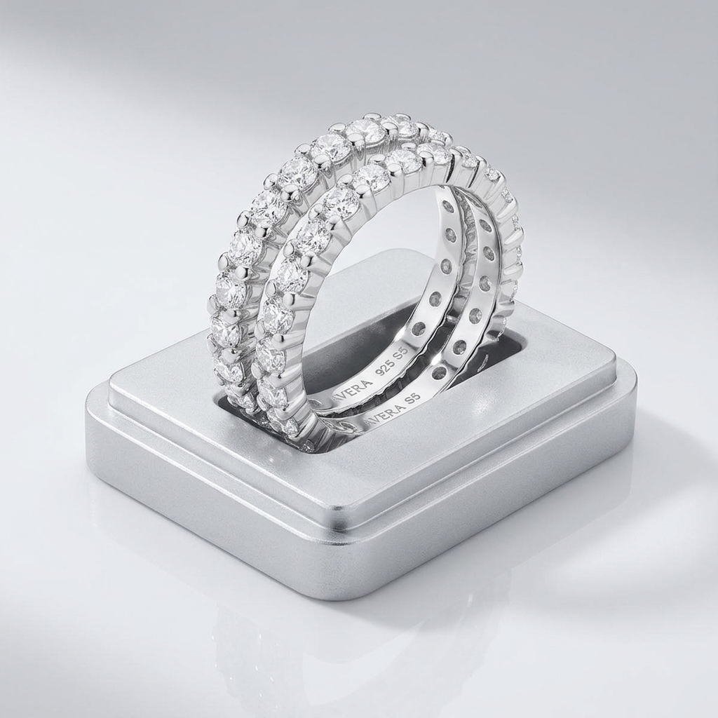 Avera Delicate Eternity Stackable Ring Set in Silver