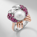 Avera Pearl Crab Cubic Zirconia Ring in Multi-Tone Finish