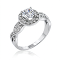 Avera Round Cut Halo Engagement Ring in Sterling Silver