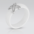 Avera Modern Classic X Ring in Polished White Gold Finish