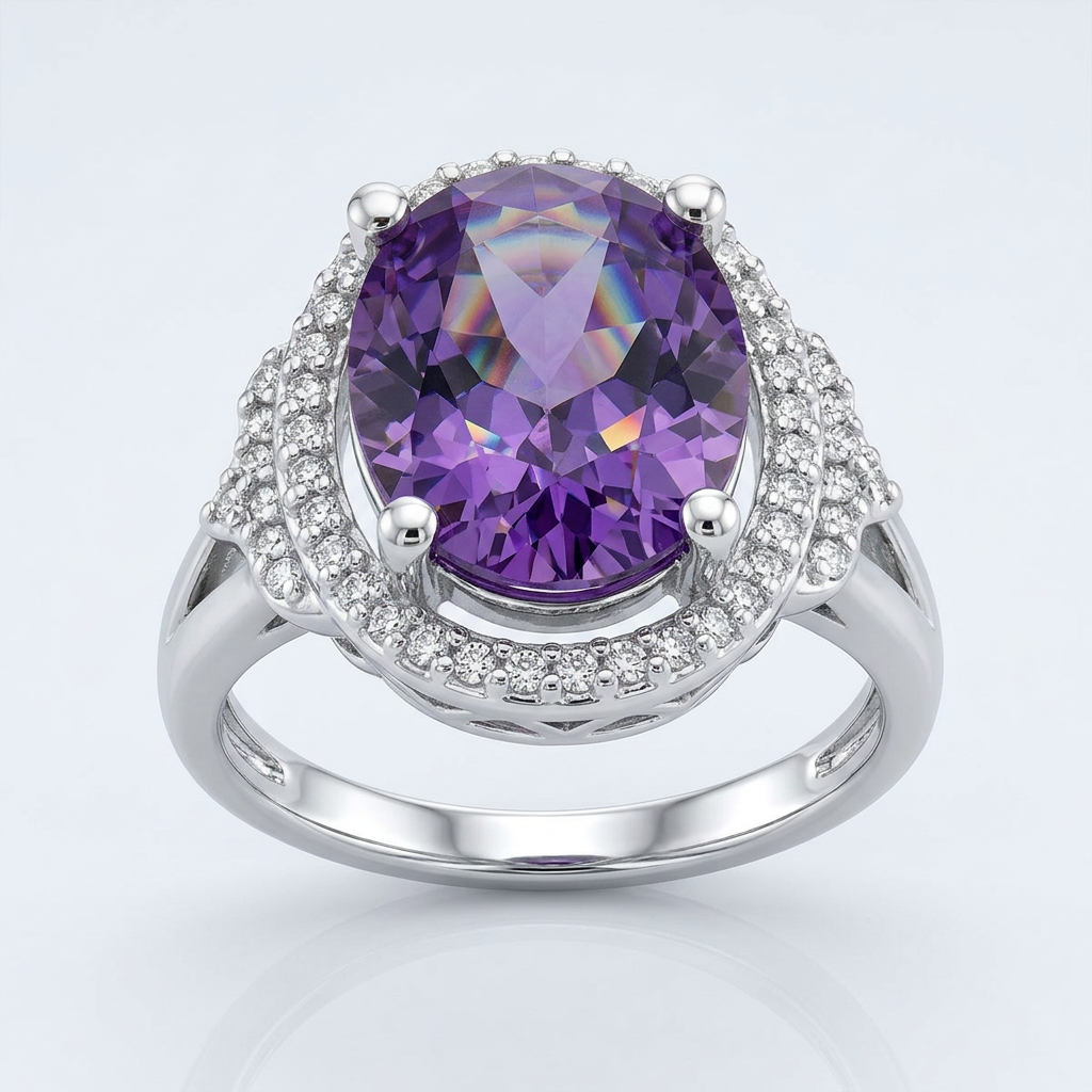 Avera Melanie 5.95ct Amethyst Cubic Zirconia Cocktail Ring