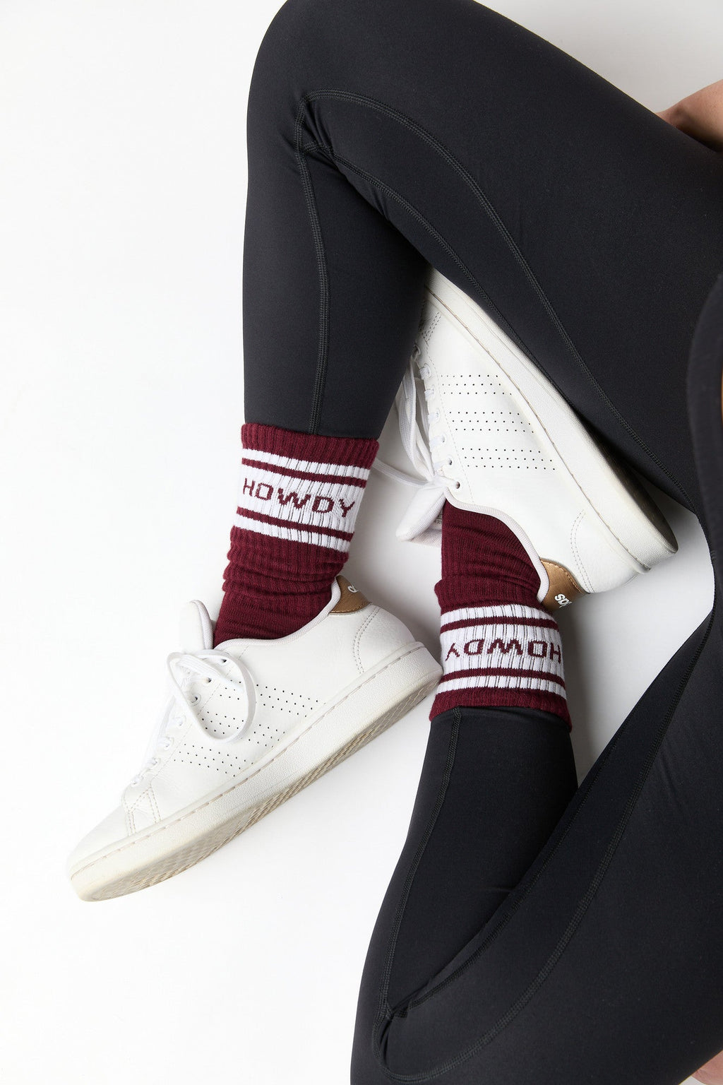 Maroon Retro Howdy Casual Crew Socks