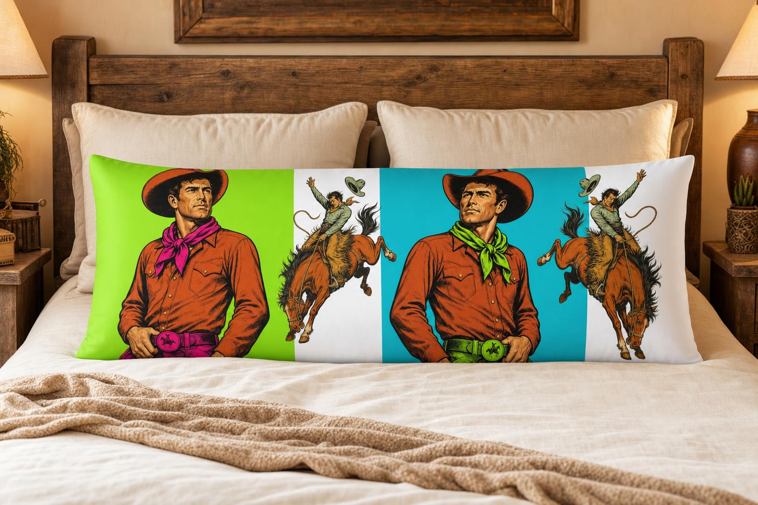 Baha Ranch The Last Roundup Bronc Rider Body Pillow Cover Made in America
