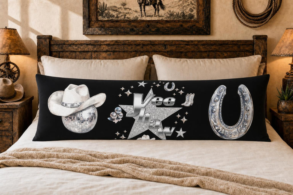 Baha Ranch Yeehaw Rhinestone Cowgirl Body Pillow Cover Made in America