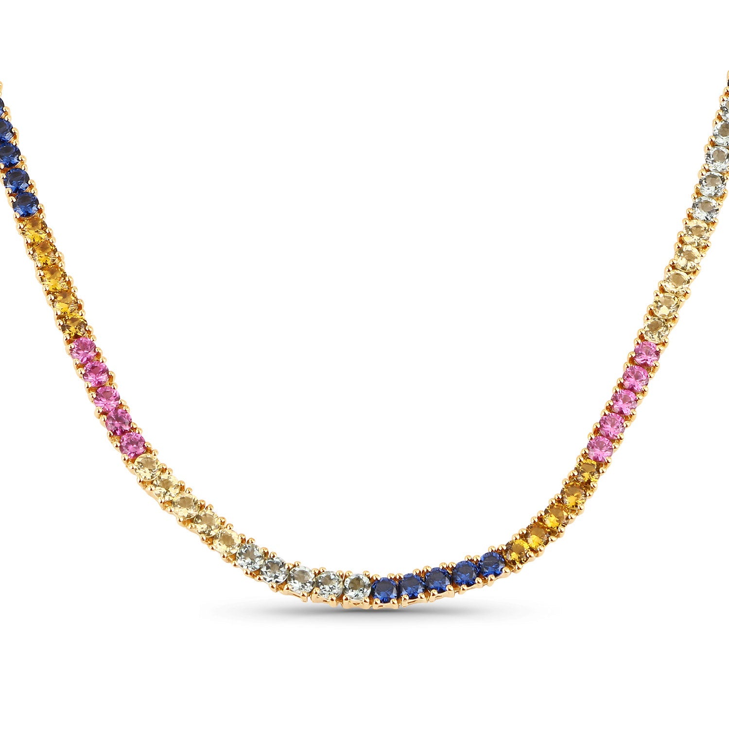 11.65 Carat Created Multi Sapphire .925 Sterling Silver Necklace