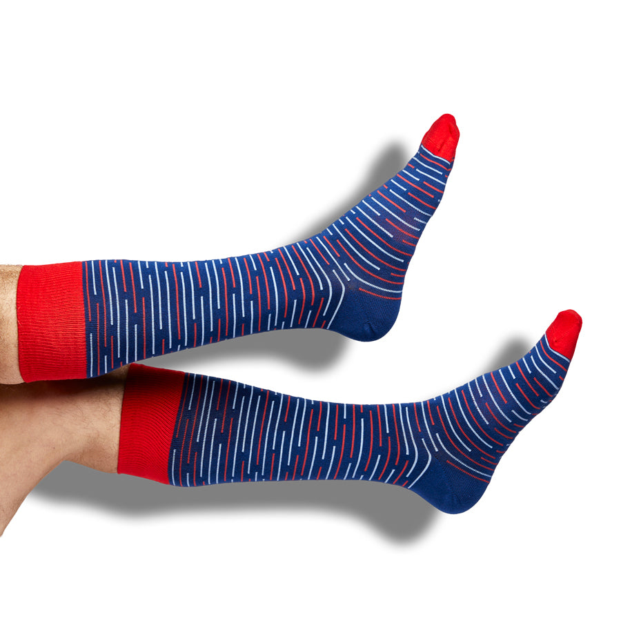 Navy Broken Stripes Dress Socks