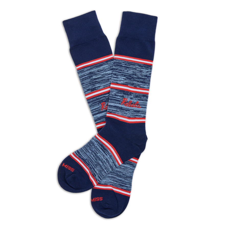 Navy Rebels Stripe Dress Socks