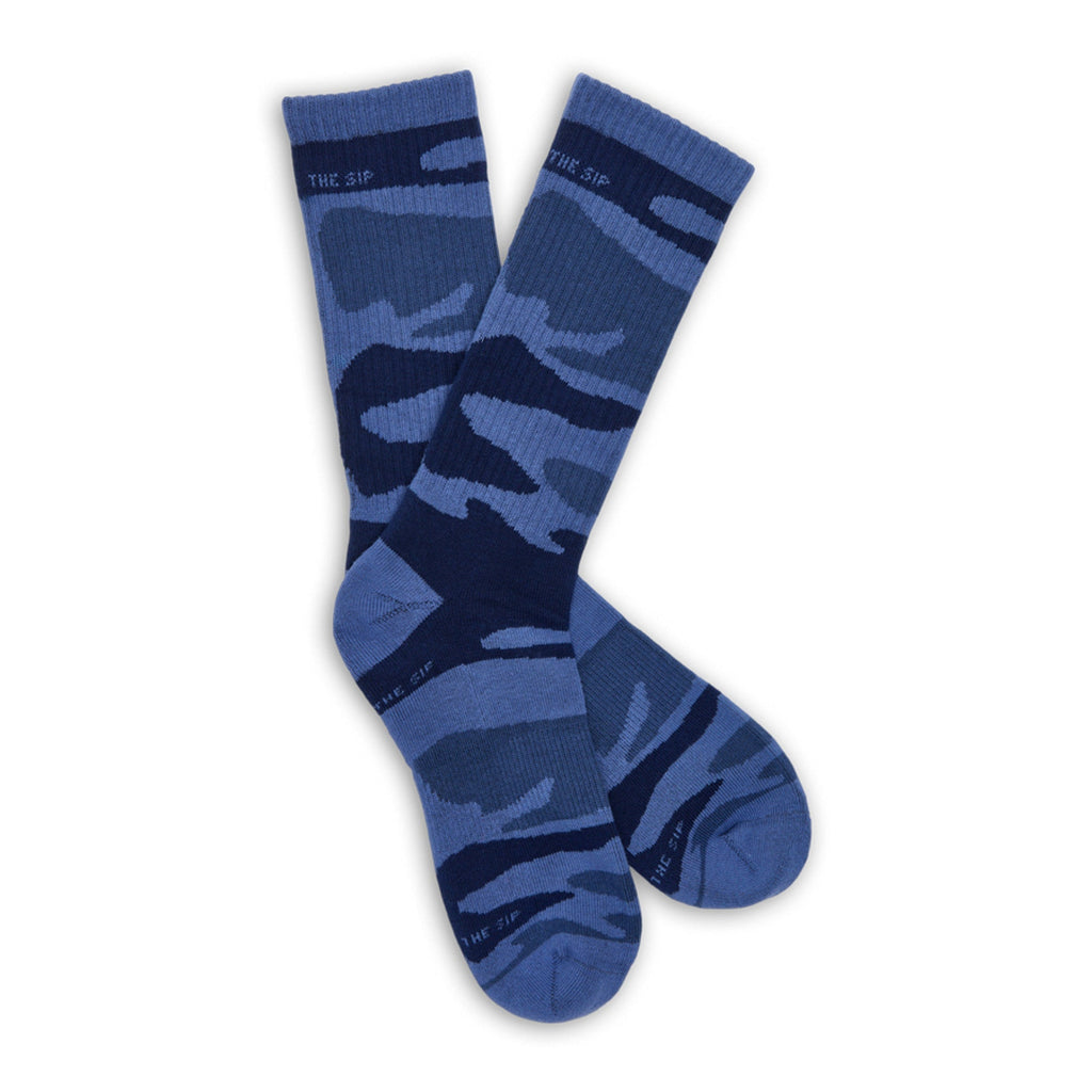 Navy Sip Camo Casual Crew Socks