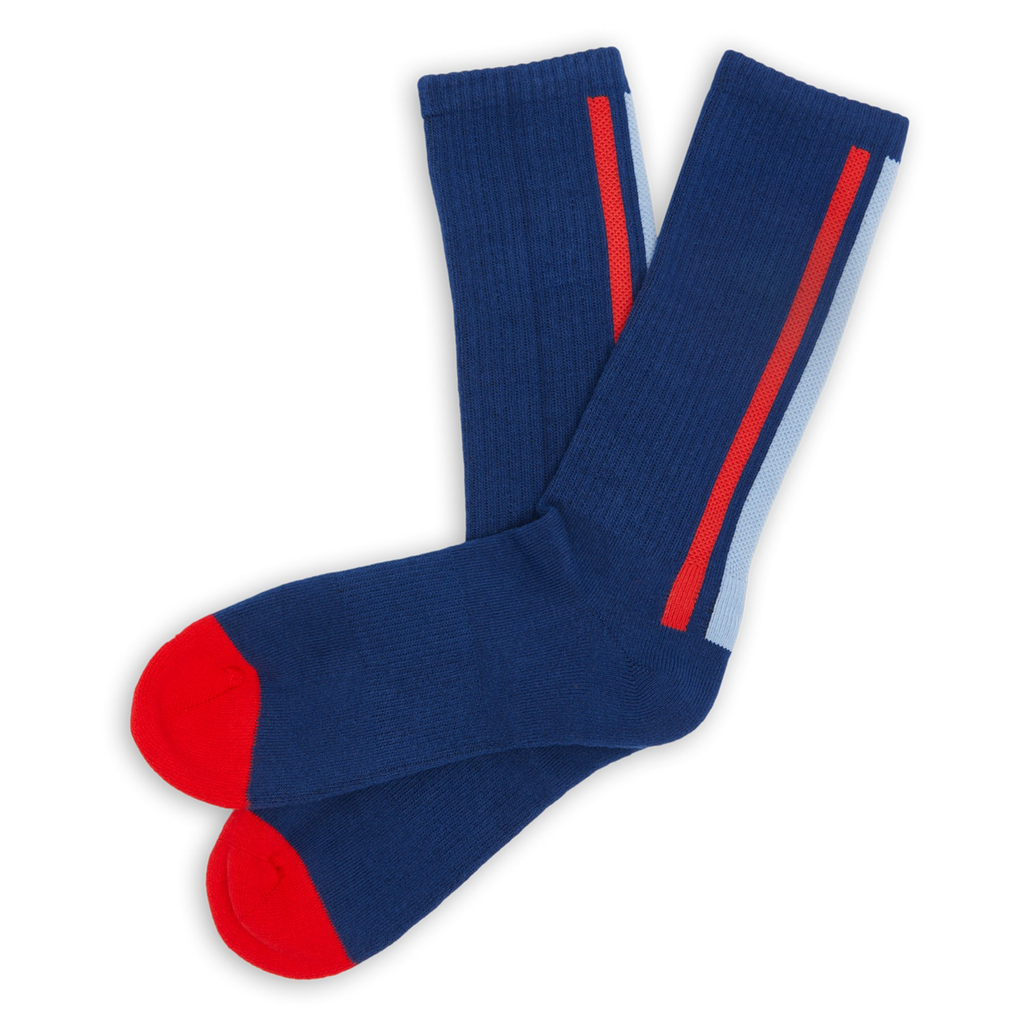 Navy Vertical Stripe Casual Socks