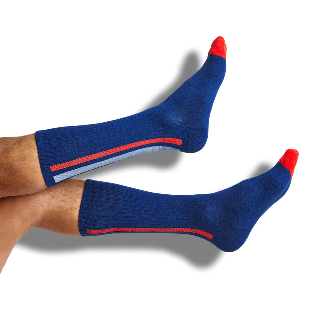 Navy Vertical Stripe Casual Socks