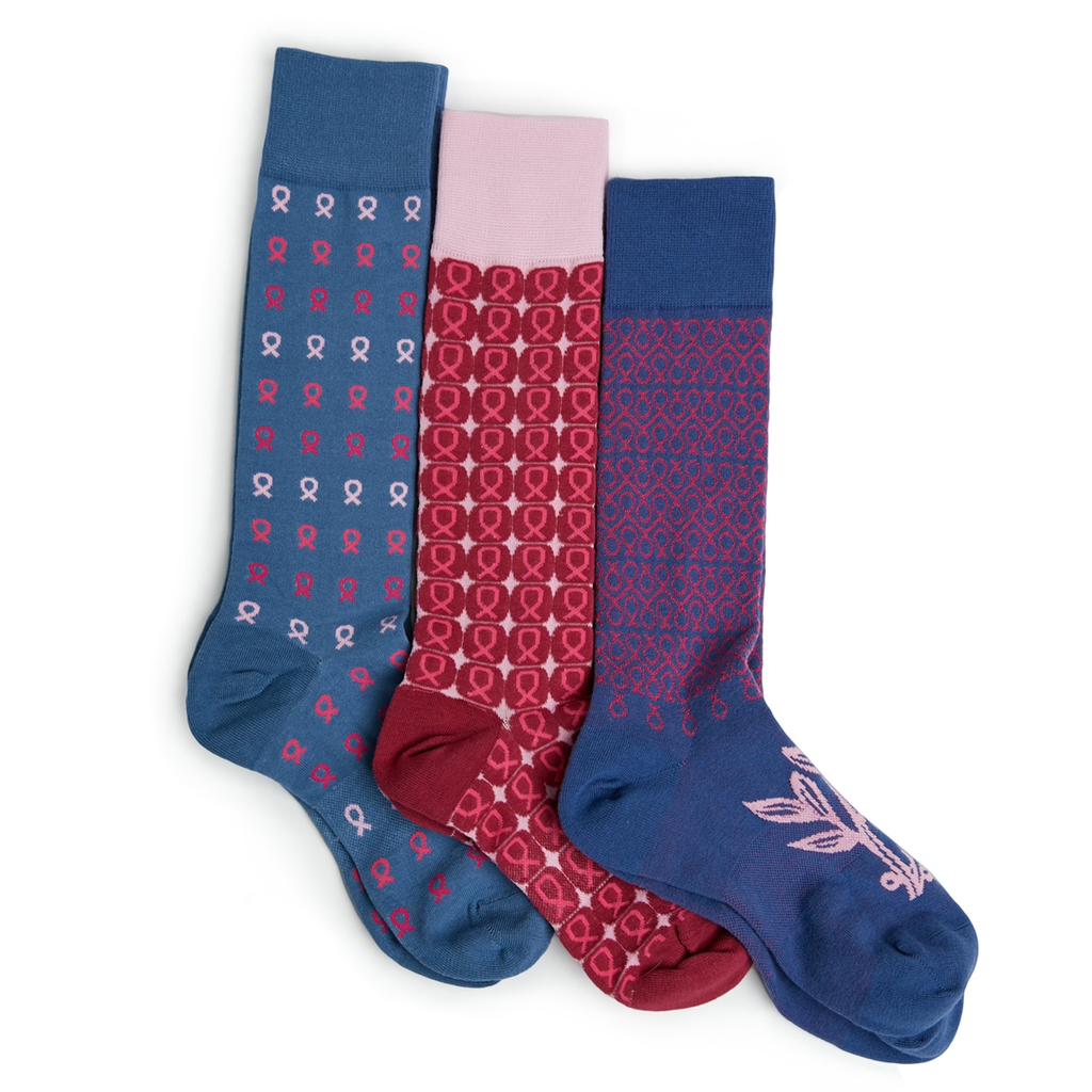 NBCF - Blue with Dark Pink Connected Ribbons