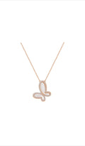 Mother of Pearl w/ 18k Gold & Cubic Zirconia Butterfly Necklace Jewelry