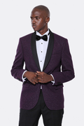 Burgundy Shawl Lapel Tuxedo Jacket - Wessi