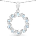 1.10 Carat Genuine Aquamarine and White Topaz .925 Sterling Silver Pendant