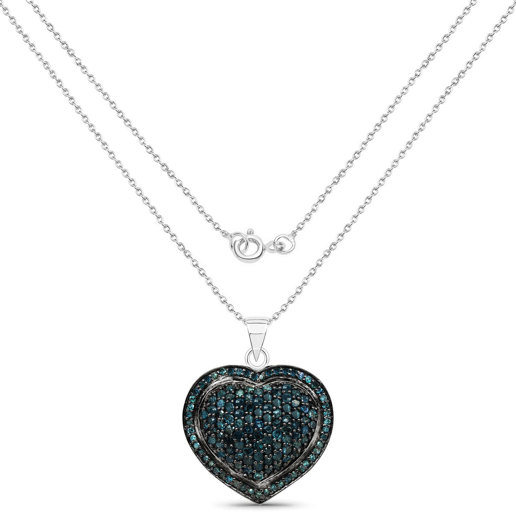 1.25 Carat Genuine Blue Diamond .925 Sterling Silver Pendant