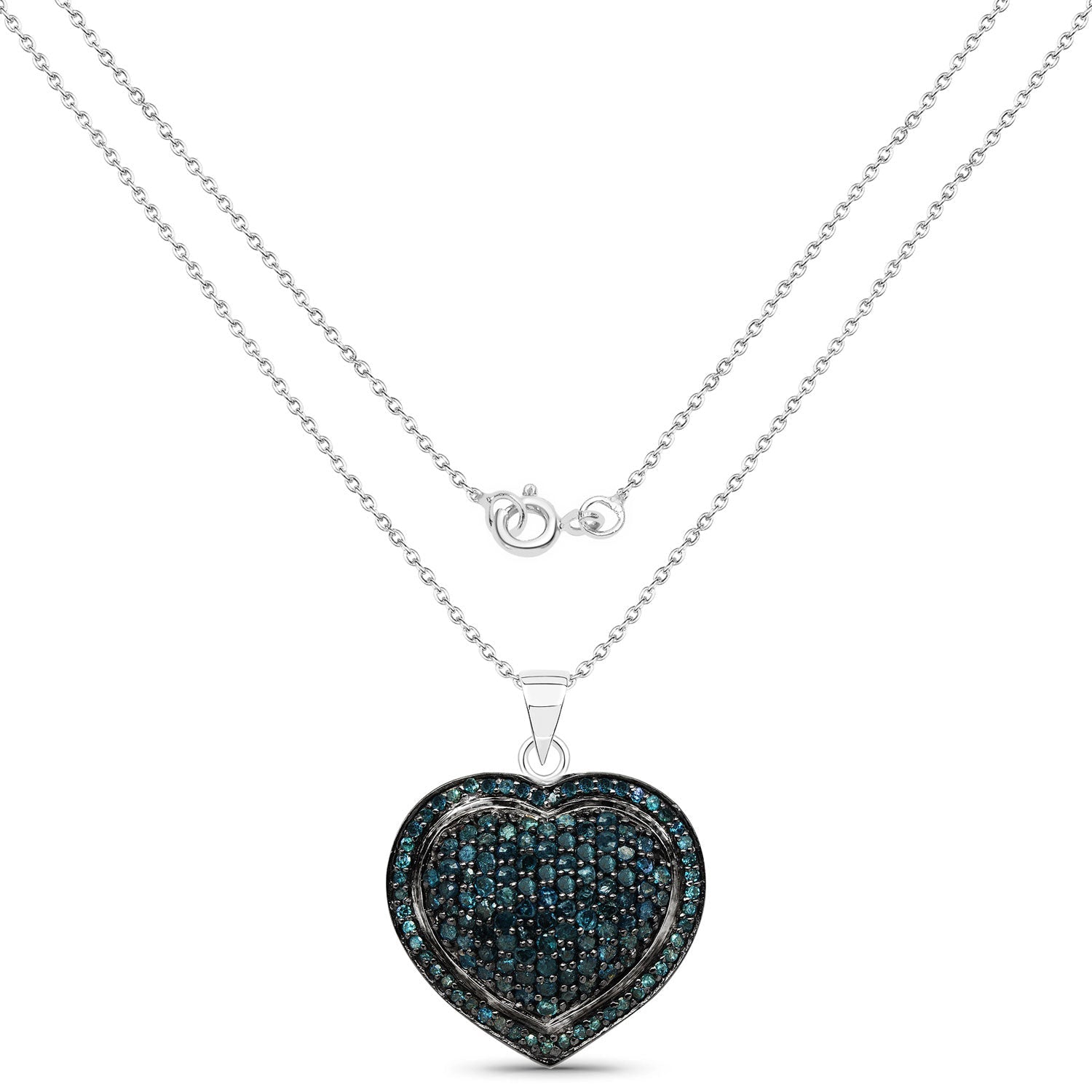 1.25 Carat Genuine Blue Diamond .925 Sterling Silver Pendant