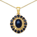 3.02 Carat Genuine Blue Sapphire .925 Sterling Silver Pendant