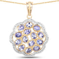 14K Yellow Gold Plated 2.38 Carat Genuine Tanzanite .925 Sterling Silver Pendant