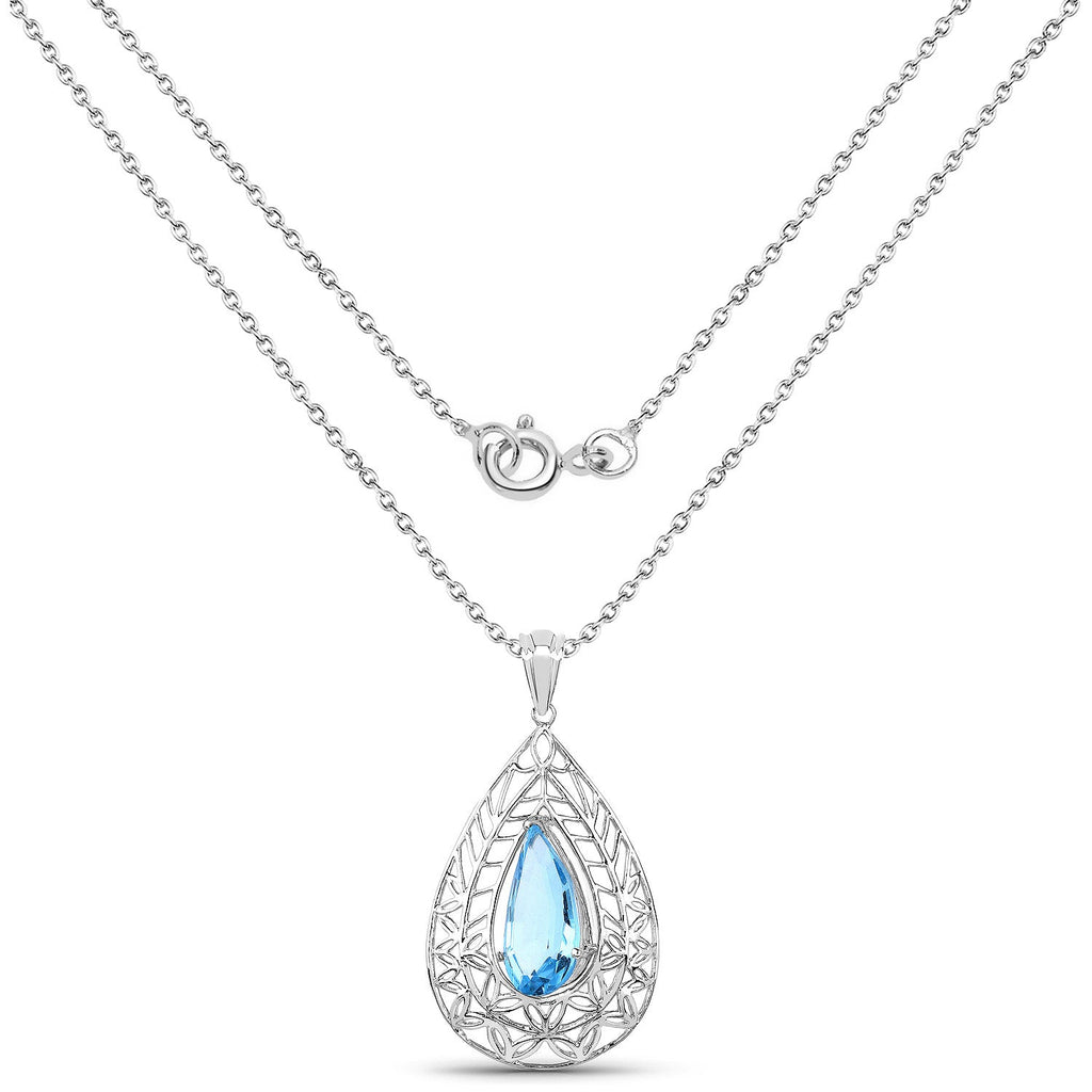 7.20 ct. Genuine Swiss Blue Topaz .925 Sterling Silver Pendant