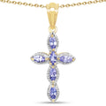 14K Yellow Gold Plated 0.84 Carat Genuine Tanzanite .925 Sterling Silver Pendant