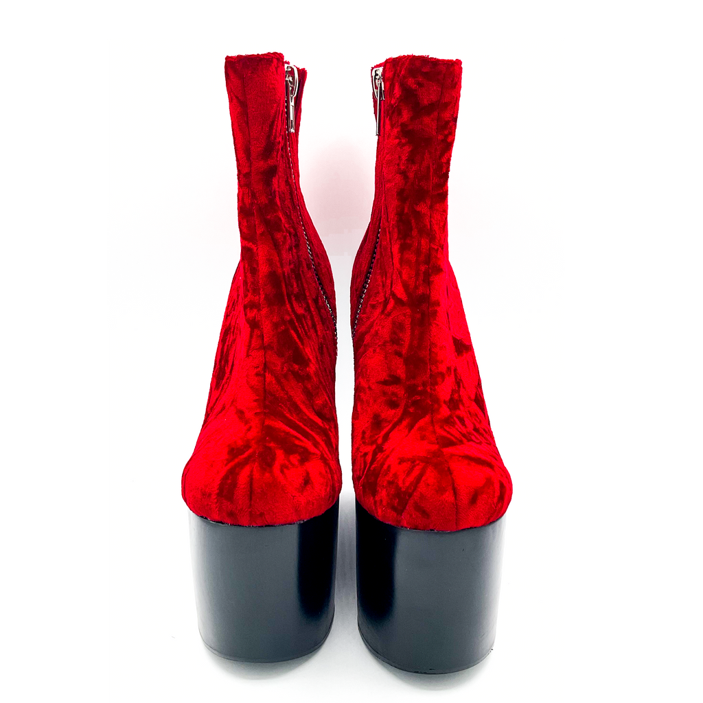 Deadwood Oxblood Velvet Wedge Boot