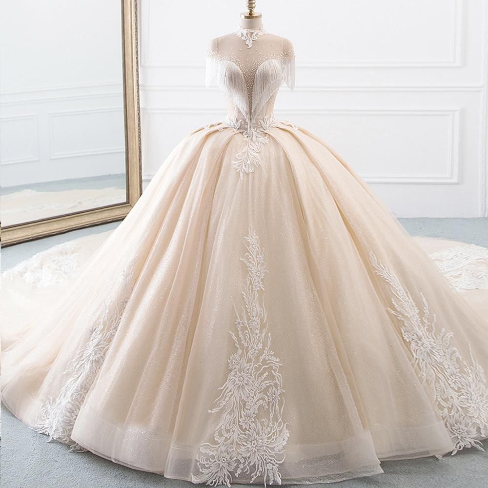 New Luxury High Neck Ball Gown Wedding Dress EDW100