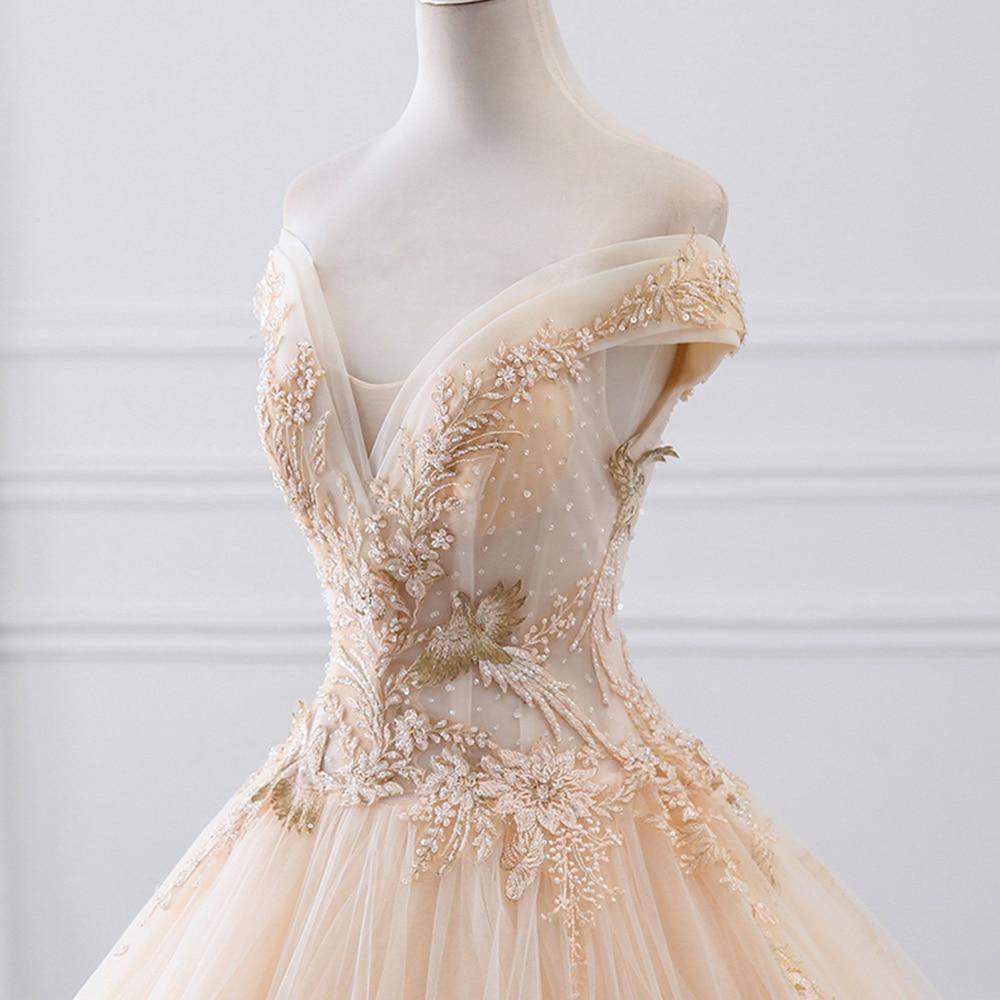 Luxury Sparkly Beading Pearls Wedding Gown EDL78