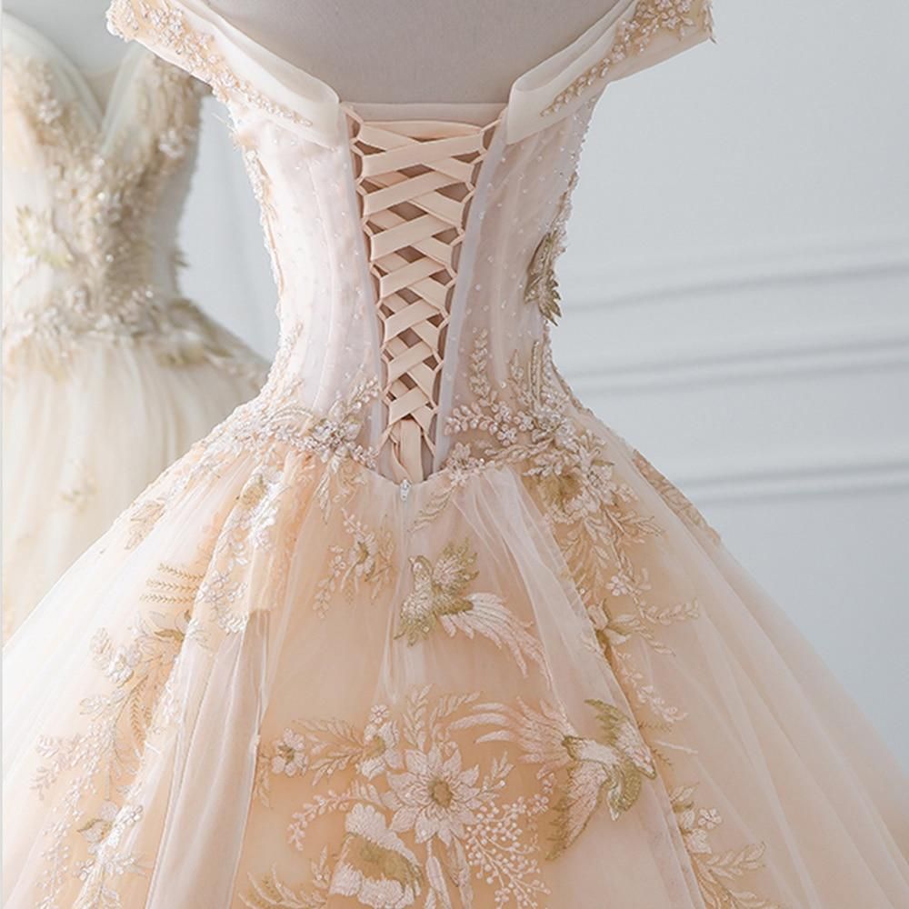 Luxury Sparkly Beading Pearls Wedding Gown EDL78