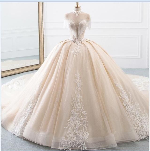 New Luxury High Neck Ball Gown Wedding Dress EDW100