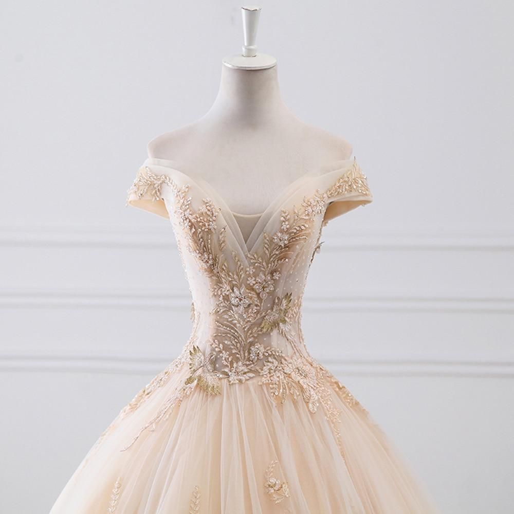 Luxury Sparkly Beading Pearls Wedding Gown EDL78
