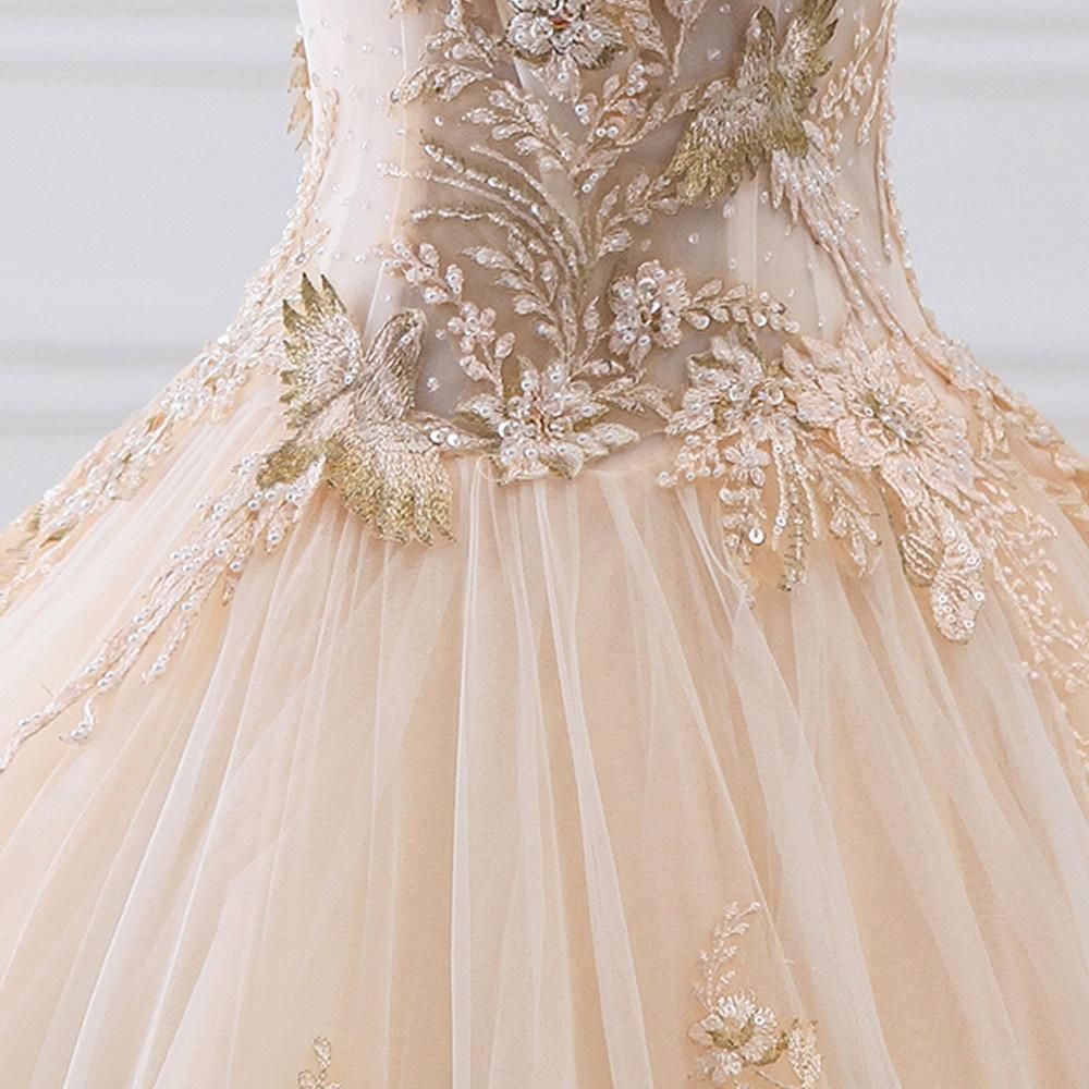 Luxury Sparkly Beading Pearls Wedding Gown EDL78