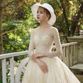 A-Line Luxury Appliques Beaded Wedding Gown
